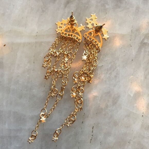 GOLD STARS on a Stud w The Dangling Stars Behind! - Picture 3 of 12